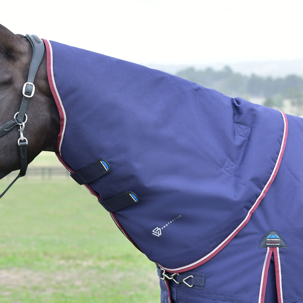 Weatherbeeta Comfitec Essential Turnout Detacha-A-Neck 220g - Navy/Burgundy