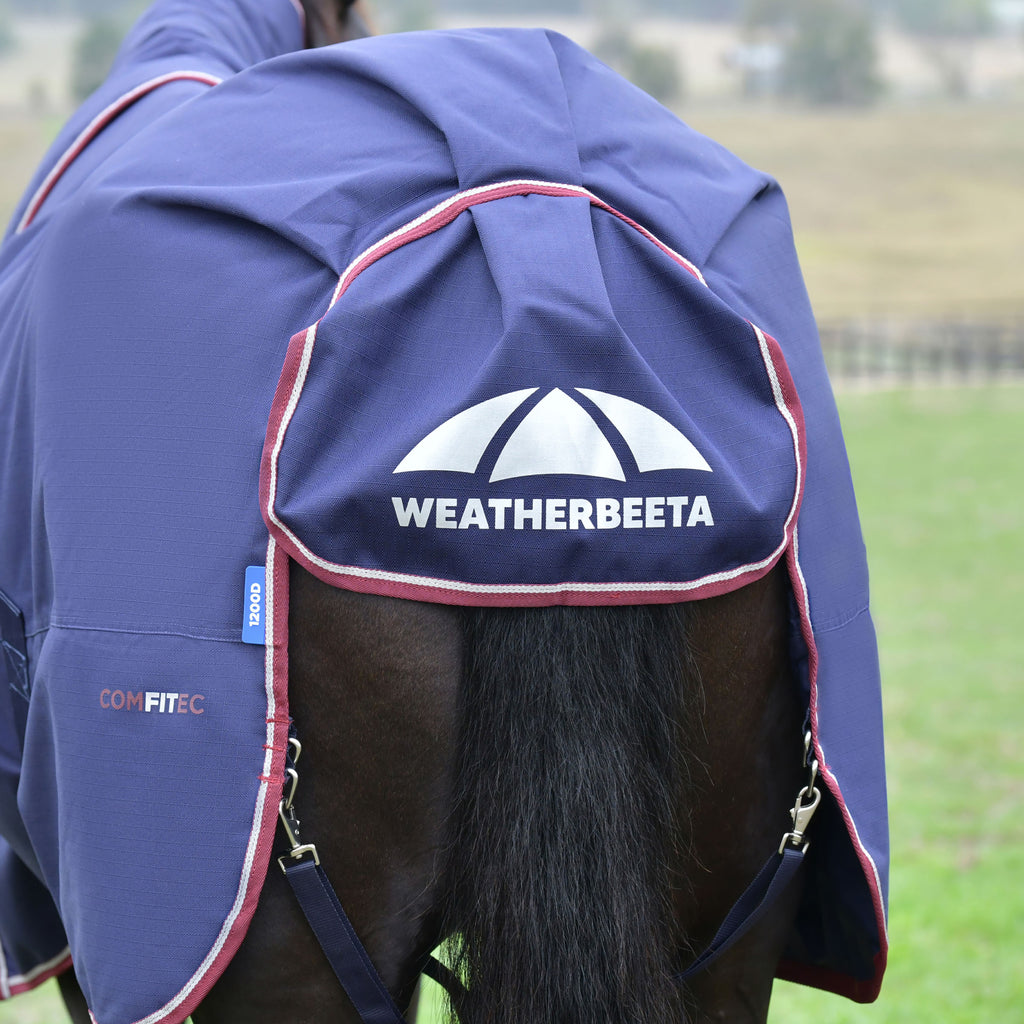 Weatherbeeta Comfitec Essential Turnout Detacha-A-Neck 220g - Navy/Burgundy