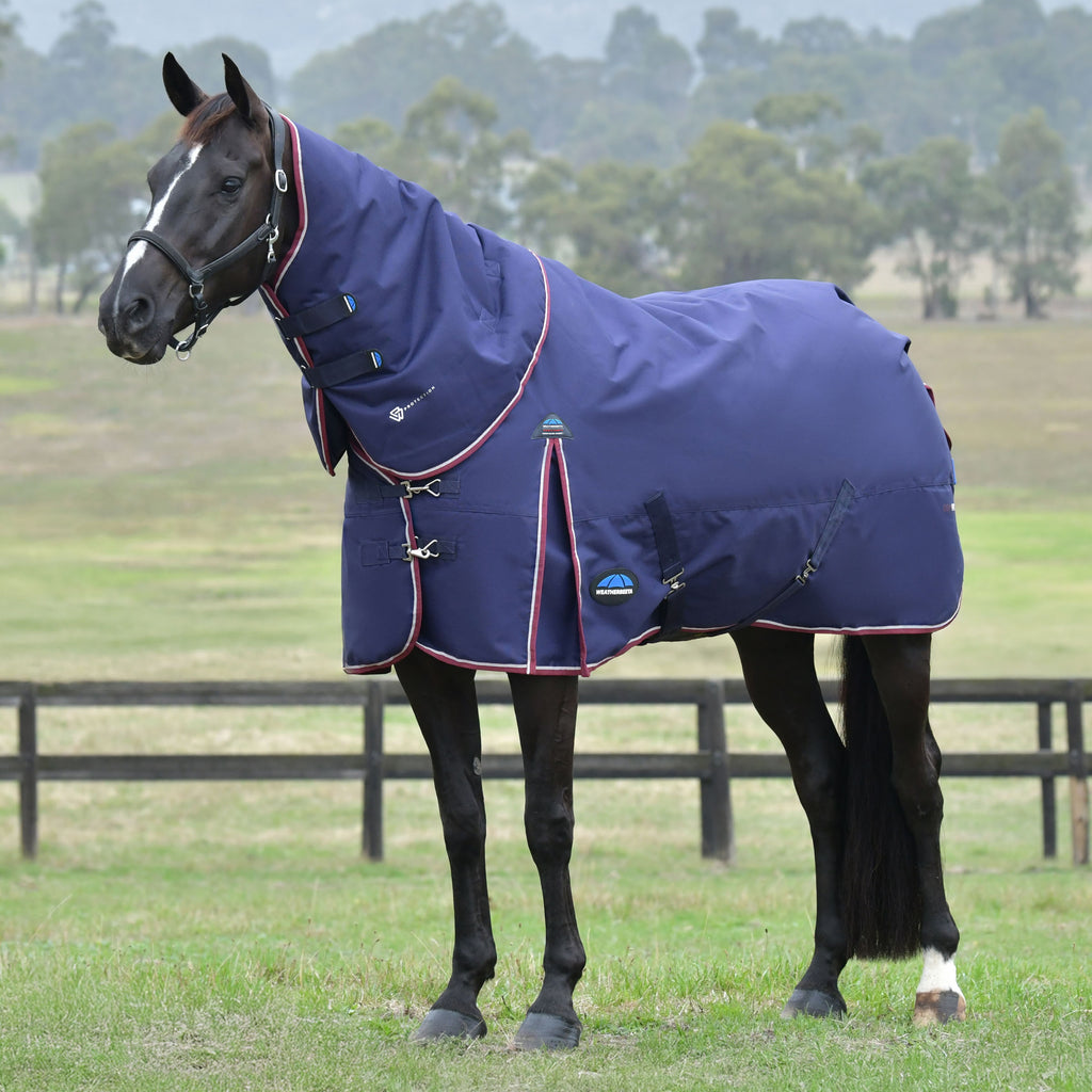 Weatherbeeta Comfitec Essential Turnout Detacha-A-Neck 220g - Navy/Burgundy