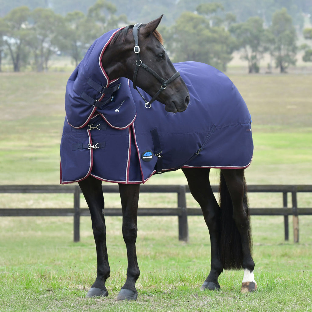Weatherbeeta Comfitec Essential Turnout Detacha-A-Neck 220g - Navy/Burgundy