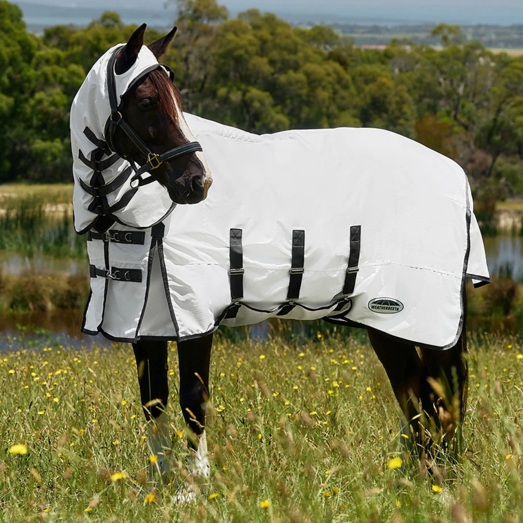 Weatherbeeta Comfitec Sweet Itch Shield Fly Rug Sheet Combo - White/Charcoal
