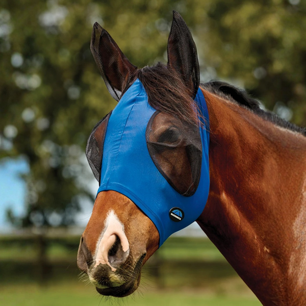 Weatherbeeta Comfitec Deluxe Stretch Fly Mask with Ears - Cobalt/Black