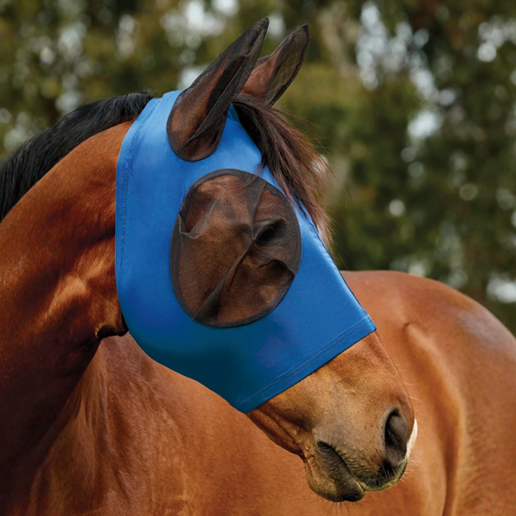 Weatherbeeta Comfitec Deluxe Stretch Fly Mask with Ears - Cobalt/Black