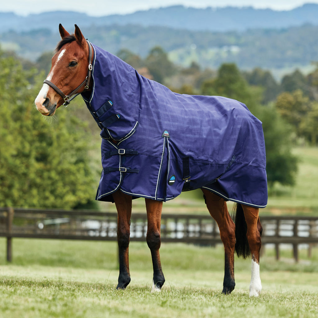 Weatherbeeta Comfitec Prelim Turnout Combo 100g - Navy/Embossed Plaid