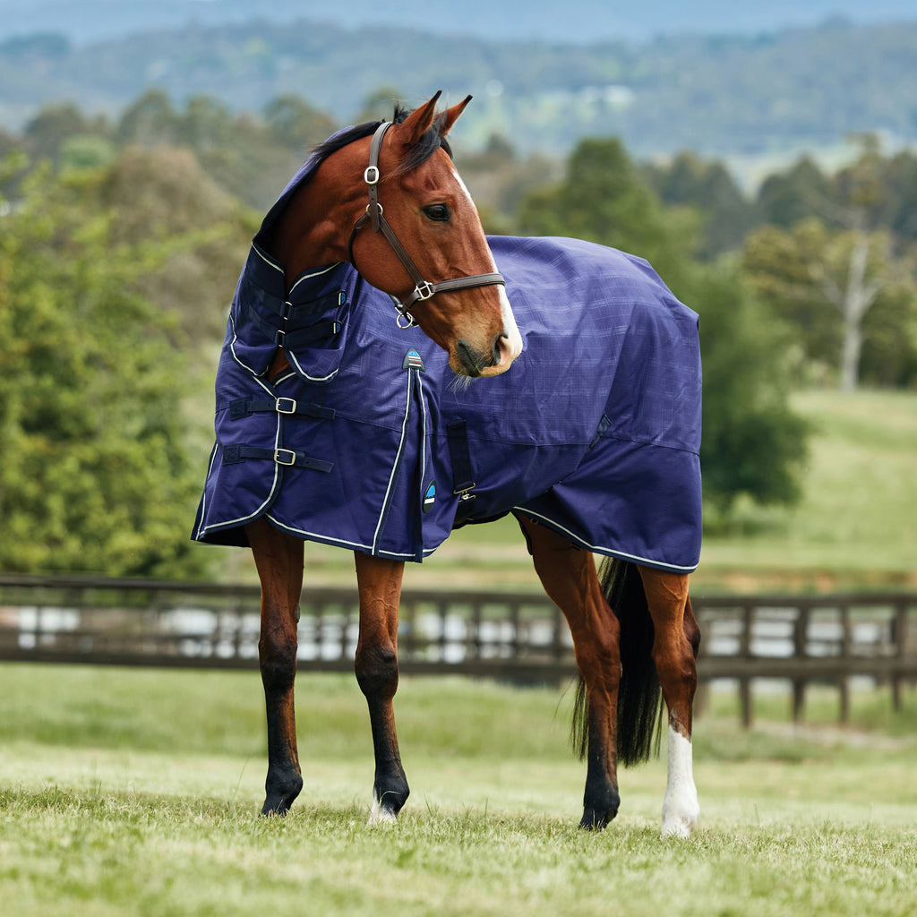 Weatherbeeta Comfitec Prelim Turnout Combo 100g - Navy/Embossed Plaid
