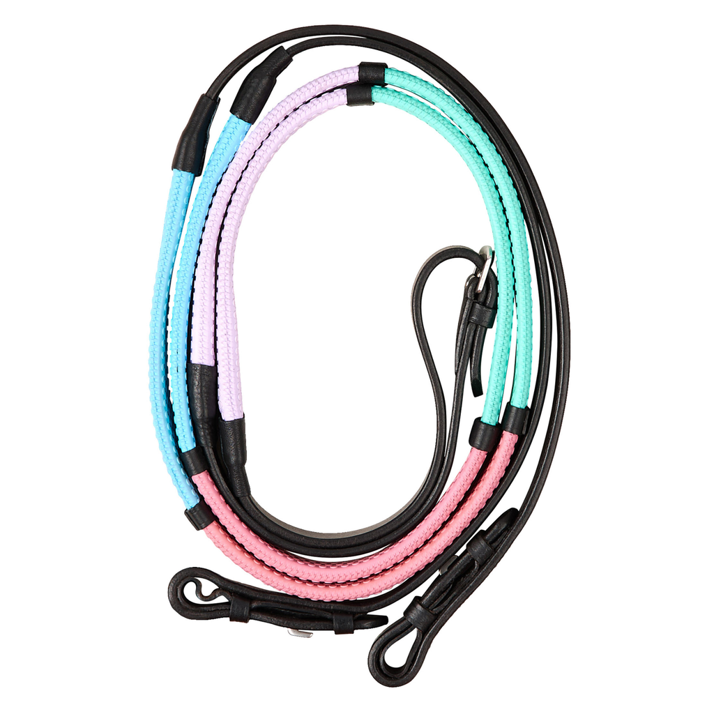 Dublin Pastel Rainbow Reins - Black/Multi