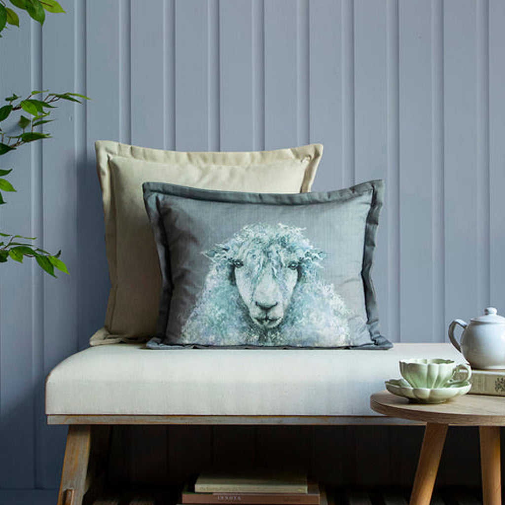 Voyage Seumus Printed Wool Cushion - Azure