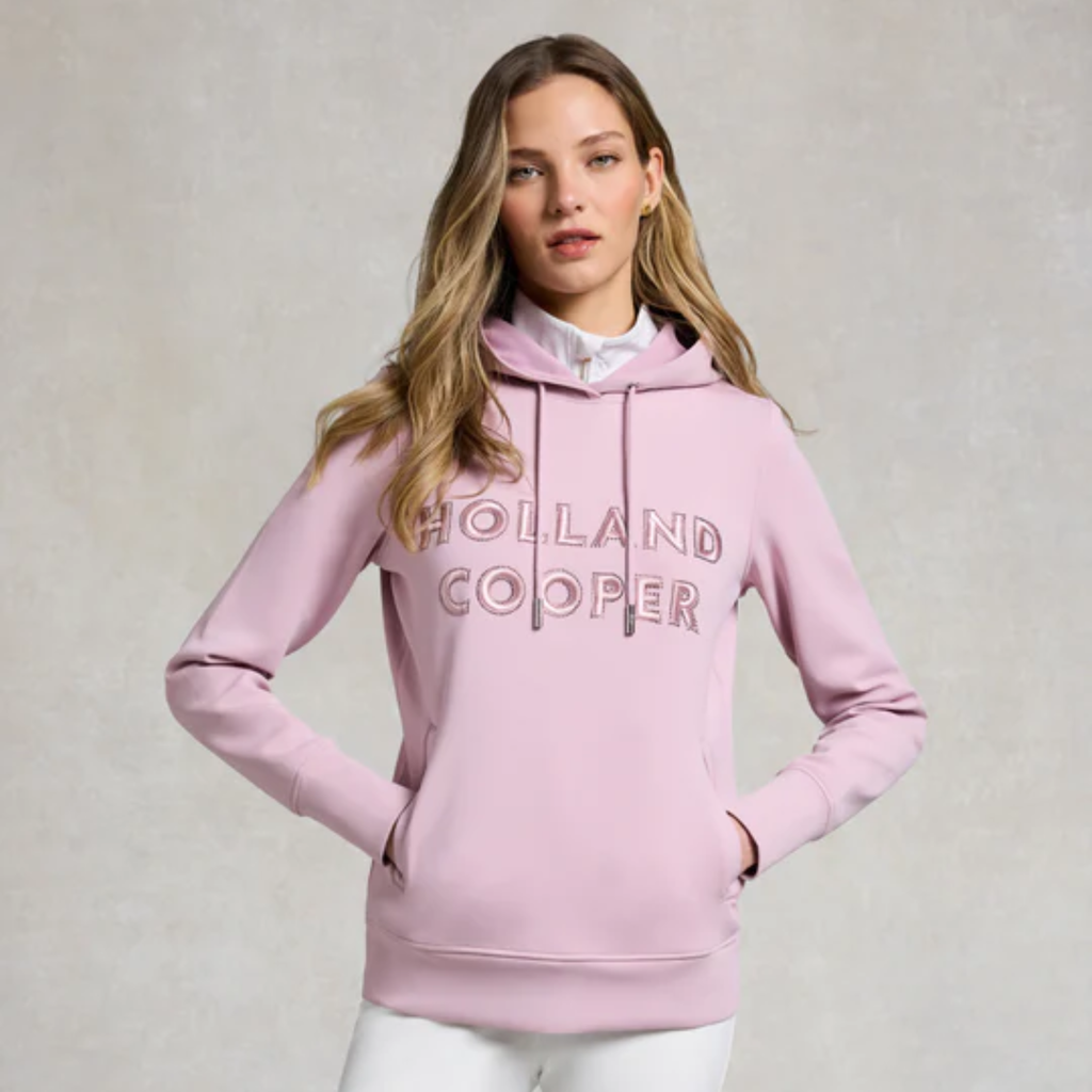 Holland Cooper Ladies Crystal Hoodie - Dawn Pink