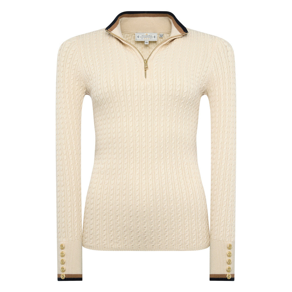 Holland Cooper Ladies Zoe Quarter Zip Knit - Almond