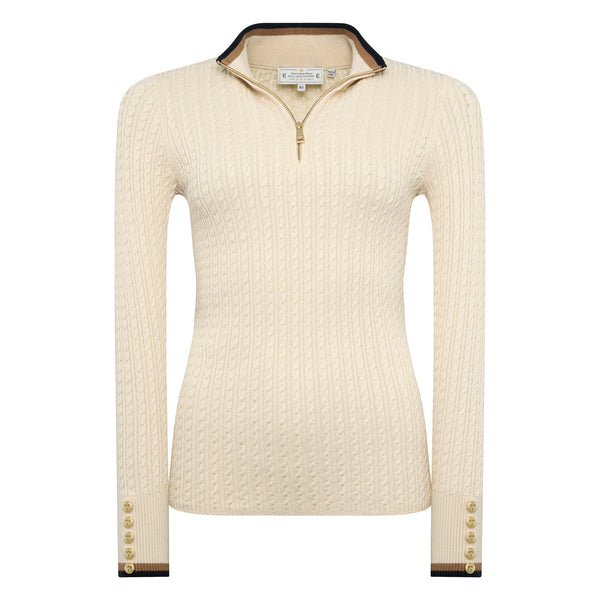 Holland Cooper Ladies Zoe Quarter Zip Knit - Almond