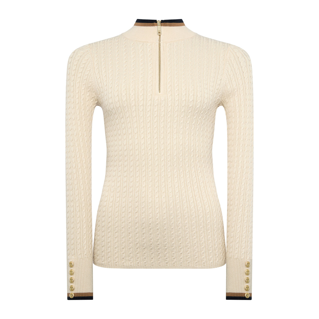 Holland Cooper Ladies Zoe Quarter Zip Knit - Almond