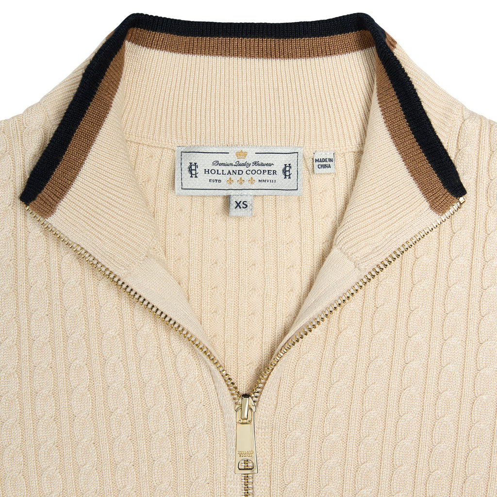 Holland Cooper Ladies Zoe Quarter Zip Knit - Almond
