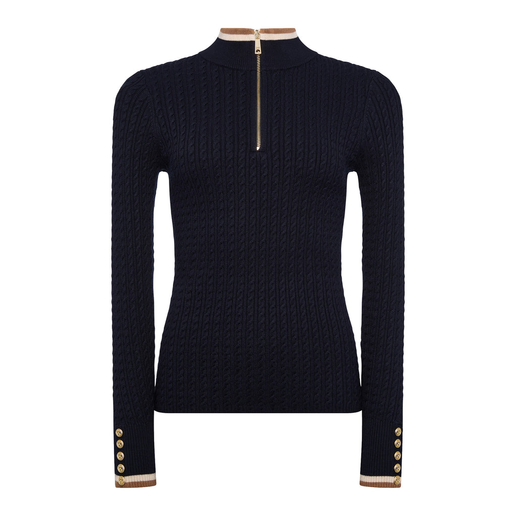 Holland Cooper Ladies Zoe Quarter Zip Knit - Ink Navy