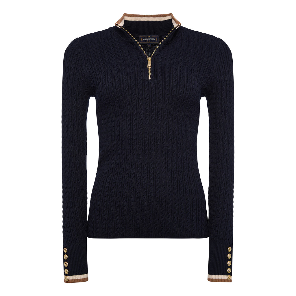 Holland Cooper Ladies Zoe Quarter Zip Knit - Ink Navy
