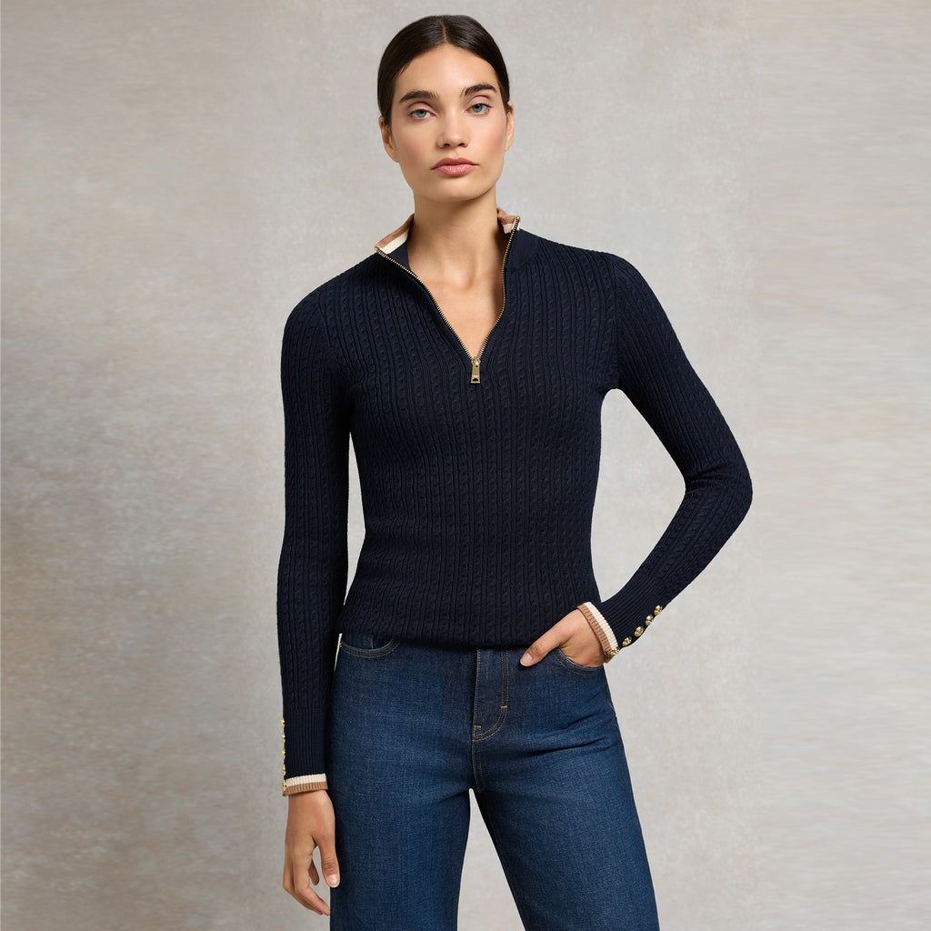 Holland Cooper Ladies Zoe Quarter Zip Knit - Ink Navy