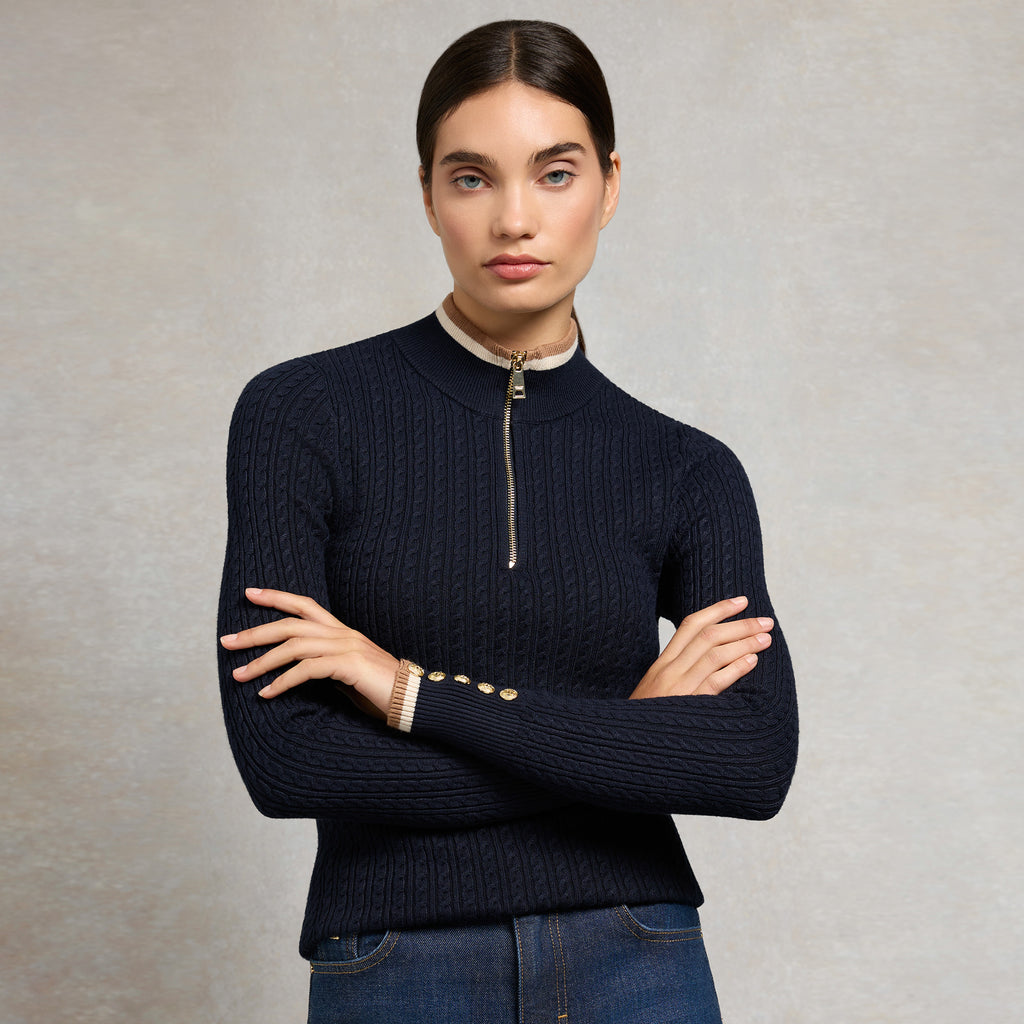 Holland Cooper Ladies Zoe Quarter Zip Knit - Ink Navy