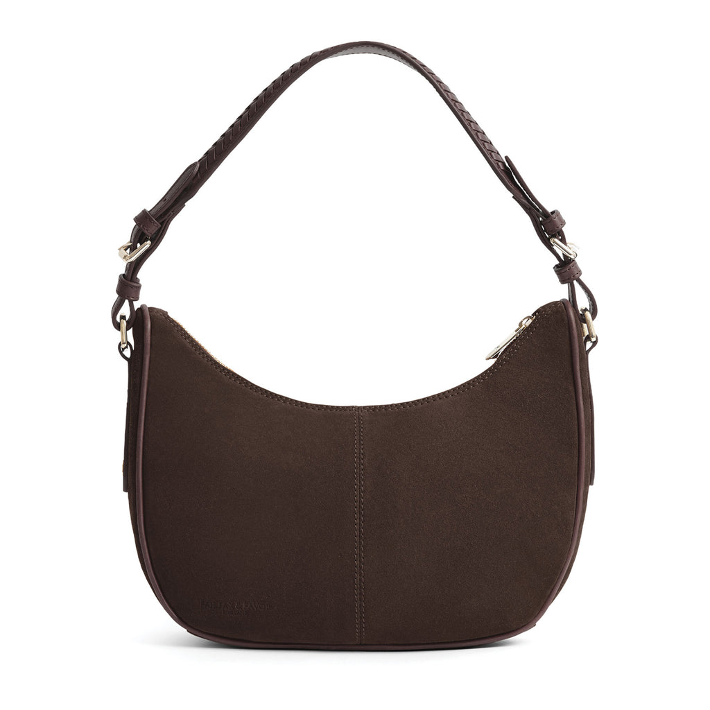 Fairfax and Favor Tetbury Crescent Handbag - Chocolate Suede