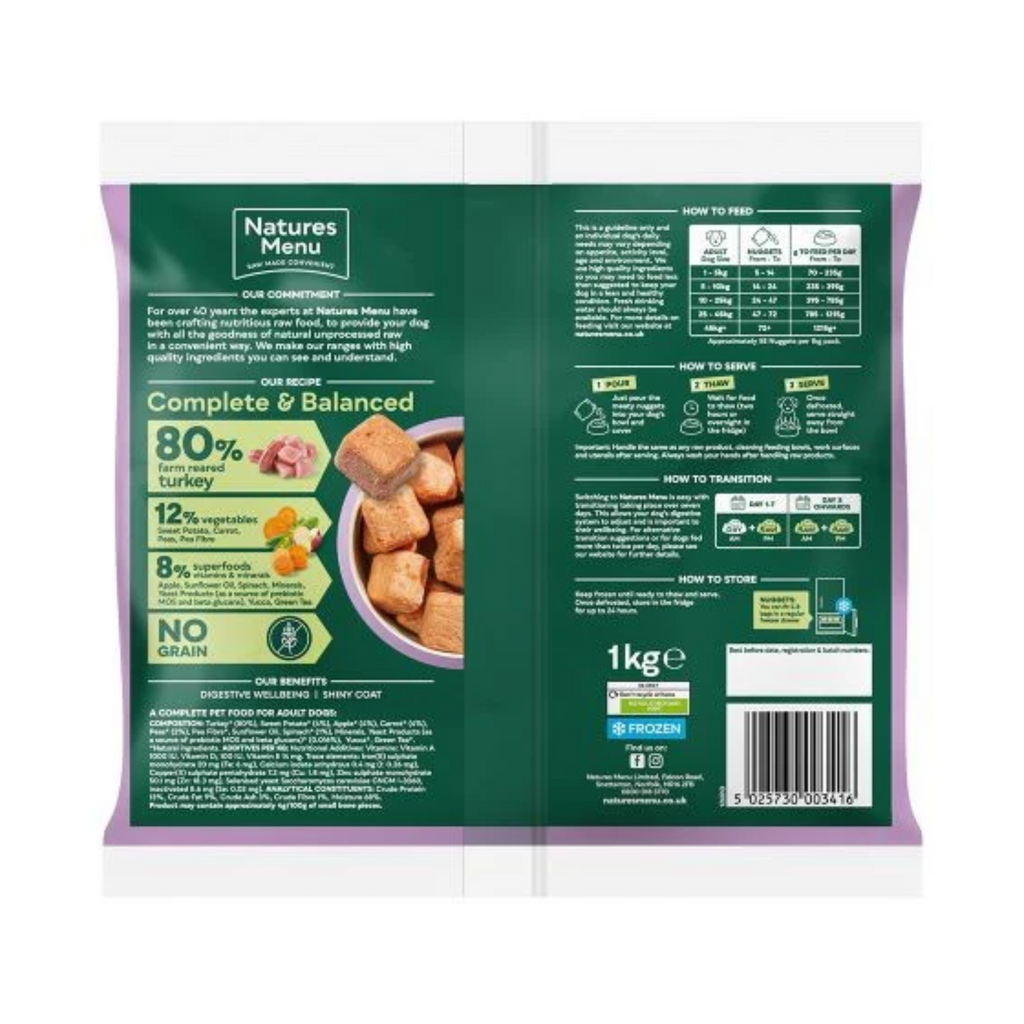 Natures Menu Farm Reared Turkey Nuggets - 1kg