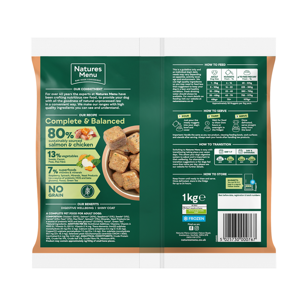 Natures Menu Chicken and Salmon Nuggets - 1kg