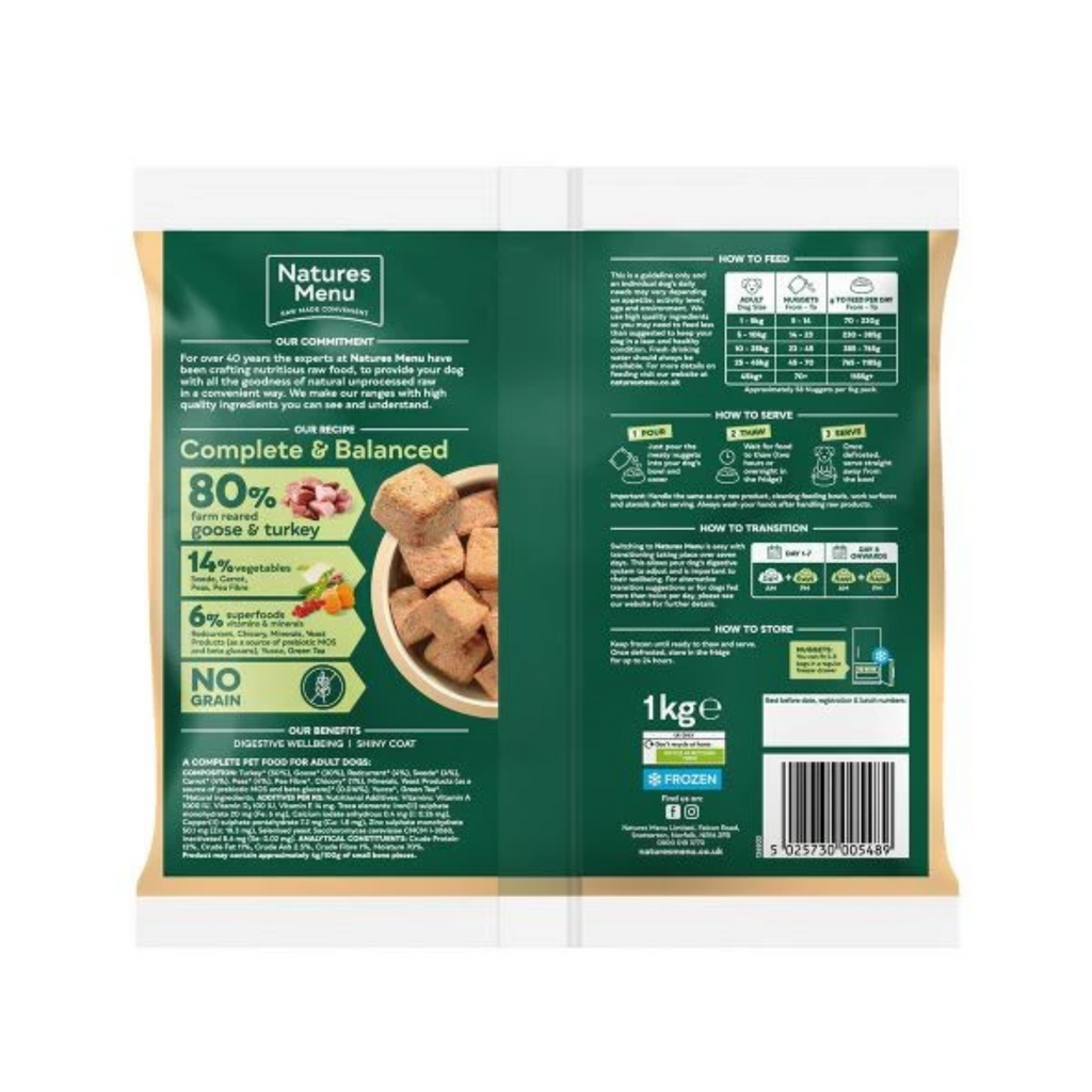 Natures Menu Turkey and Goose Nuggets - 1kg