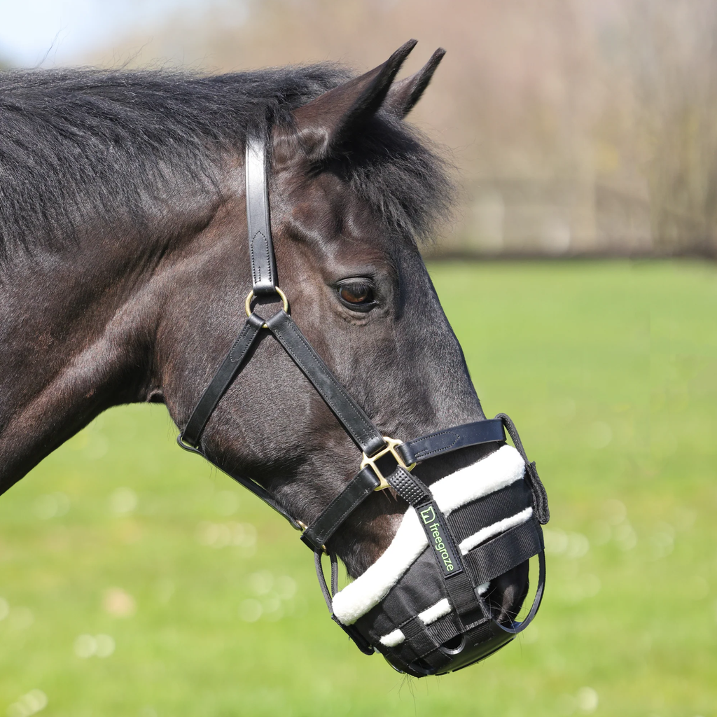 FreeGraze Deluxe AirFlow Detachable Grazing Muzzle - Black