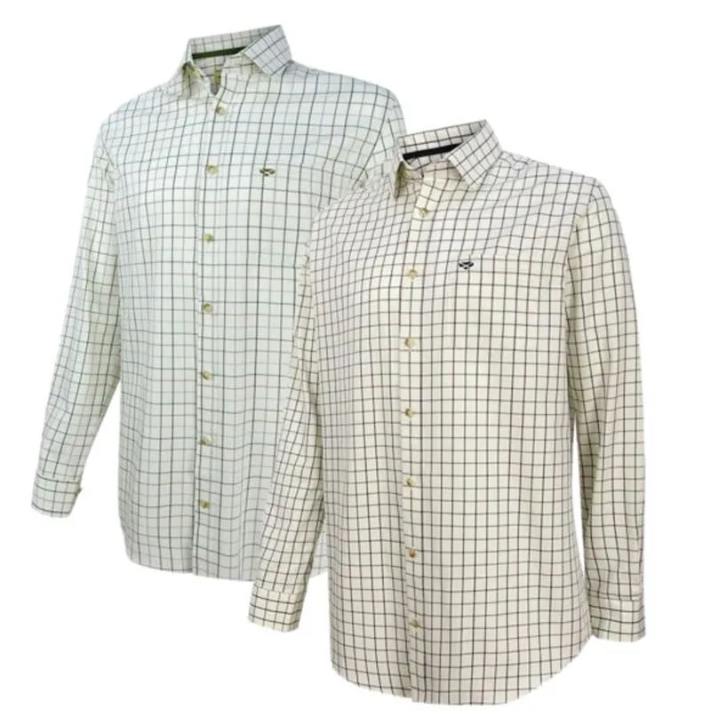 Hoggs of Fife Mens Balmoral Luxury Tattersall Shirt - Navy/Wine