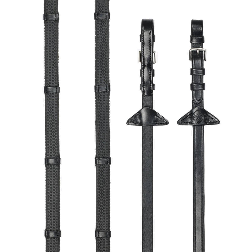 LeMieux Soft Rubber Reins with Stoppers - Black/Silver