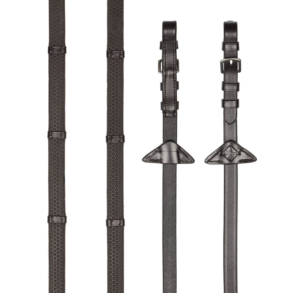 LeMieux Soft Rubber Reins with Stoppers - Brown/Silver