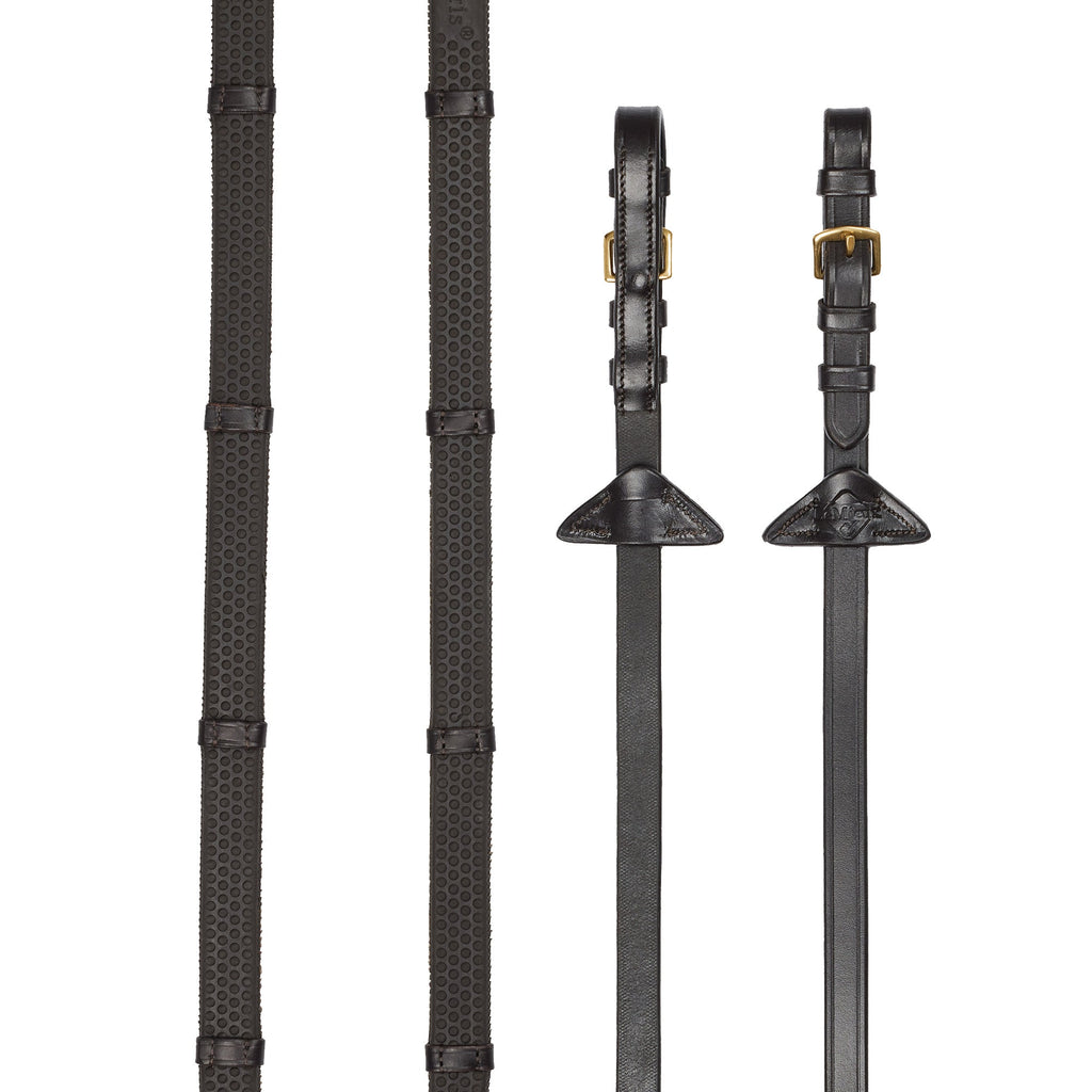 LeMieux Rubber Grip Continental Reins - Brown/Brass
