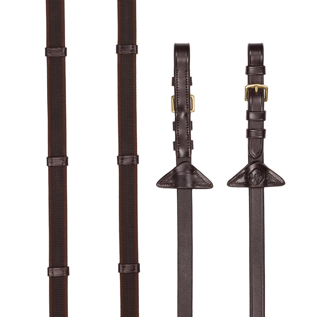LeMieux Rubber Grip Continental Reins - Havana/Brass
