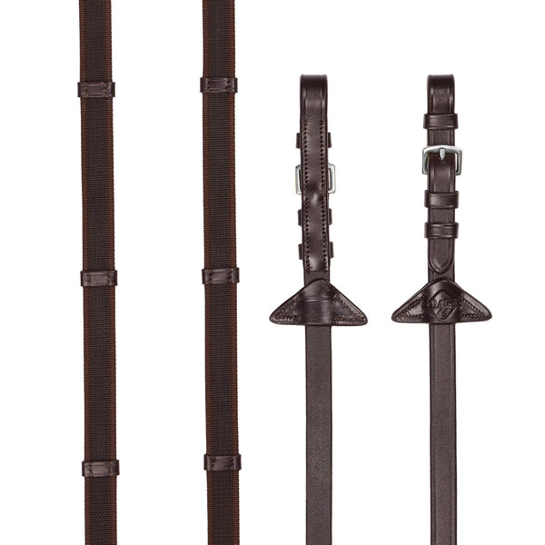 LeMieux Rubber Grip Continental Reins - Havana/Silver
