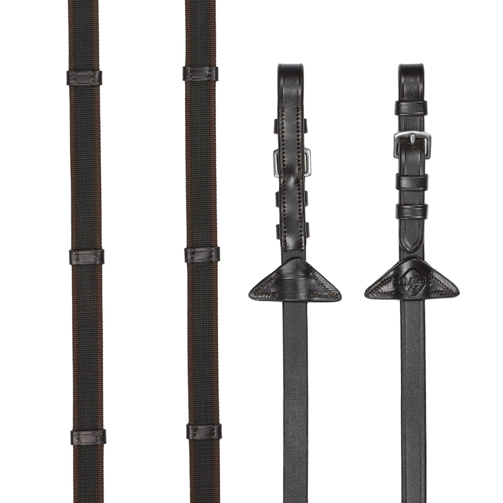 LeMieux Rubber Grip Continental Reins - Brown/Silver