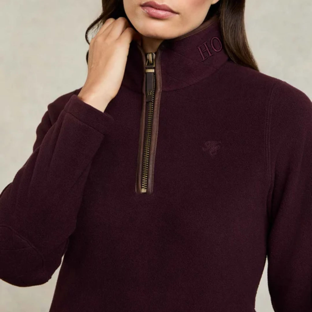 Holland Cooper Ladies Country Fleece Quarter Zip - Mulberry