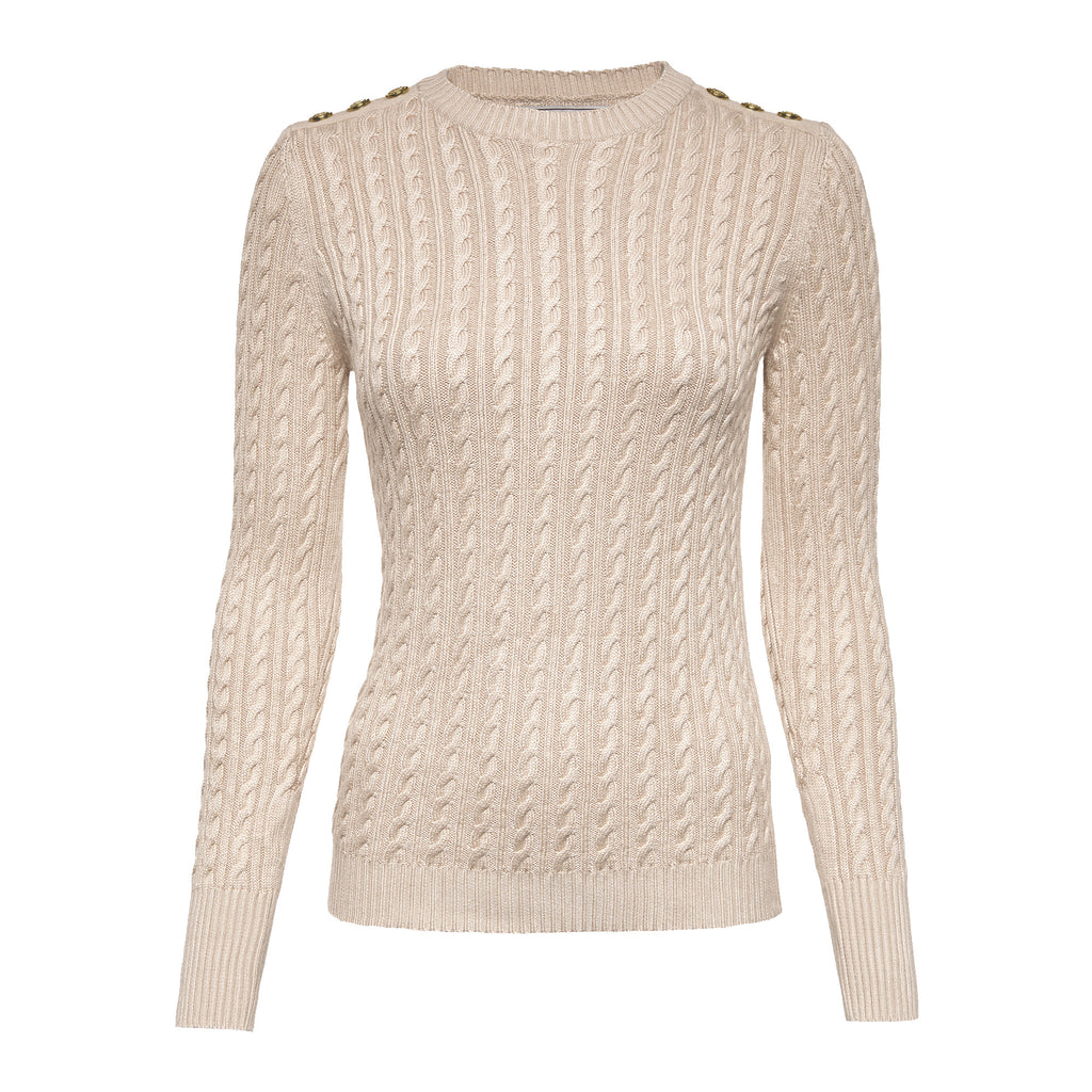 Holland Cooper Ladies Seattle Cable Crew Knit - Oatmeal