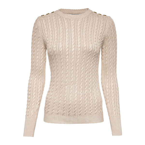 Holland Cooper Ladies Seattle Cable Crew Knit - Oatmeal