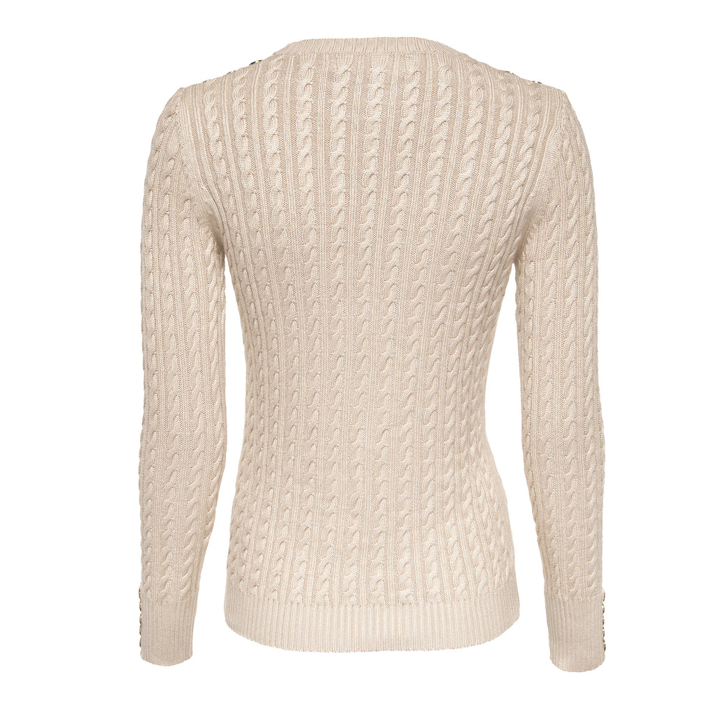 Holland Cooper Ladies Seattle Cable Crew Knit - Oatmeal