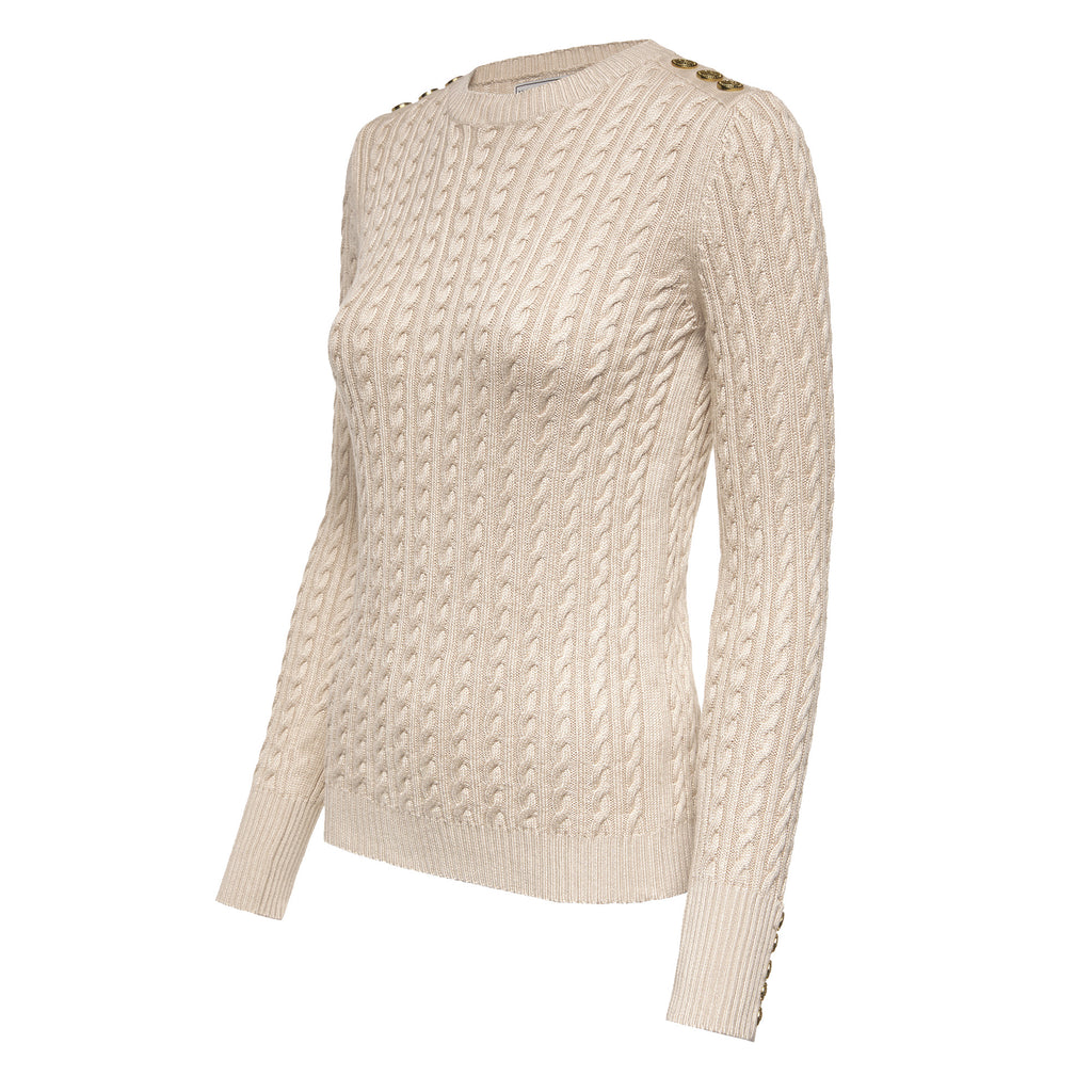 Holland Cooper Ladies Seattle Cable Crew Knit - Oatmeal