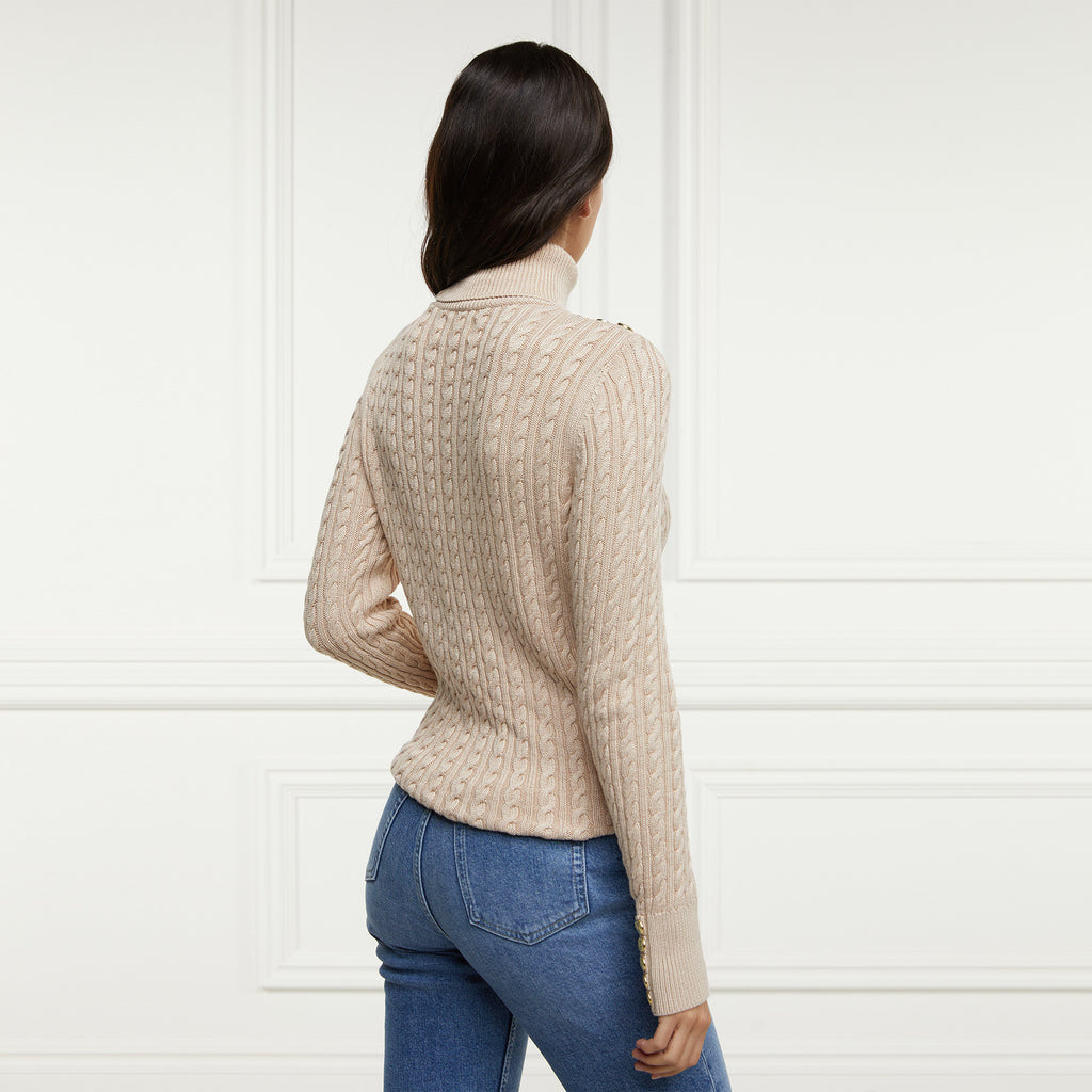 Holland Cooper Ladies Seattle Cable Crew Knit - Oatmeal