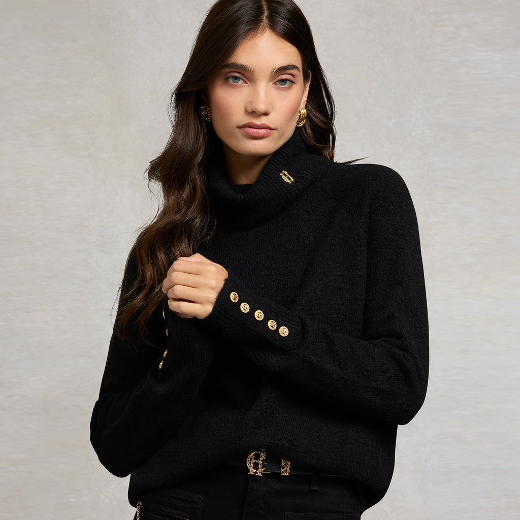 Holland Cooper Ladies Tori Roll Neck Knit - Black