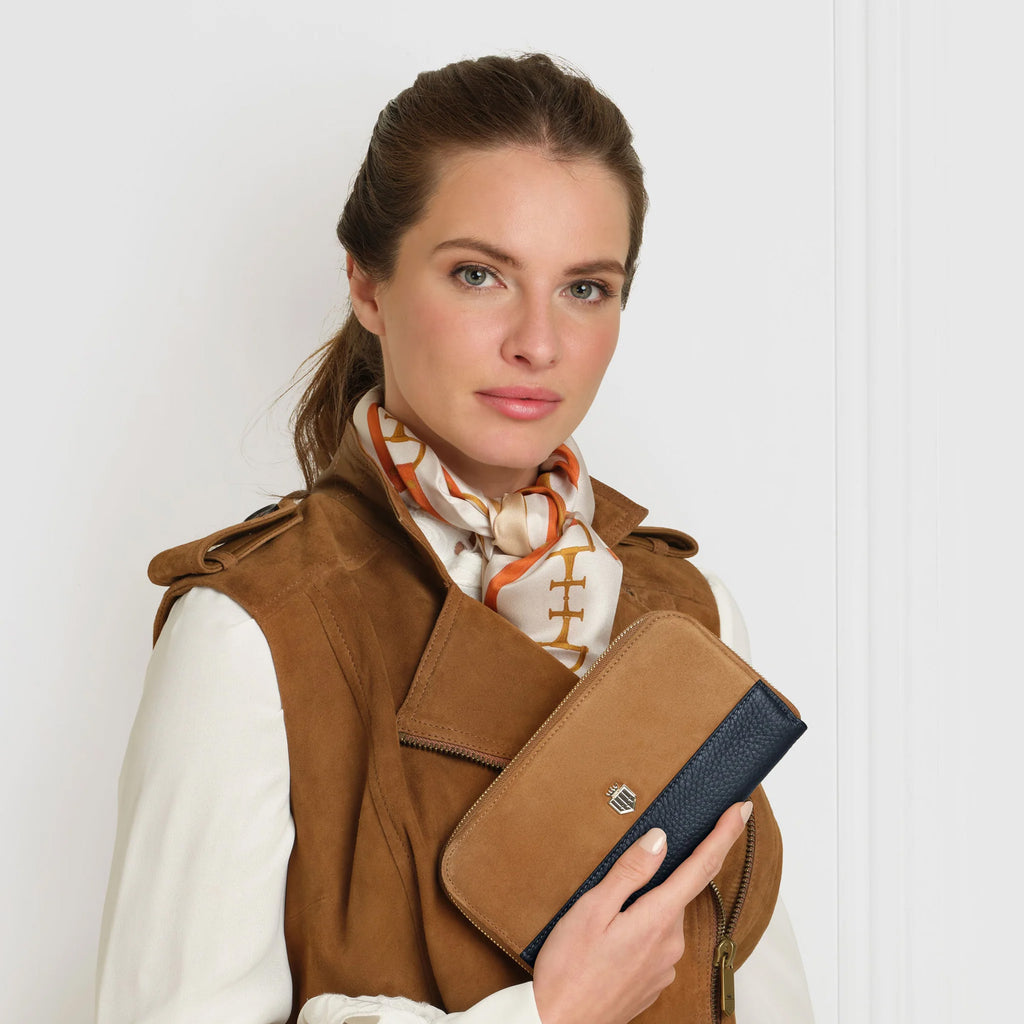 Fairfax and Favor Salisbury Purse - Navy/Tan