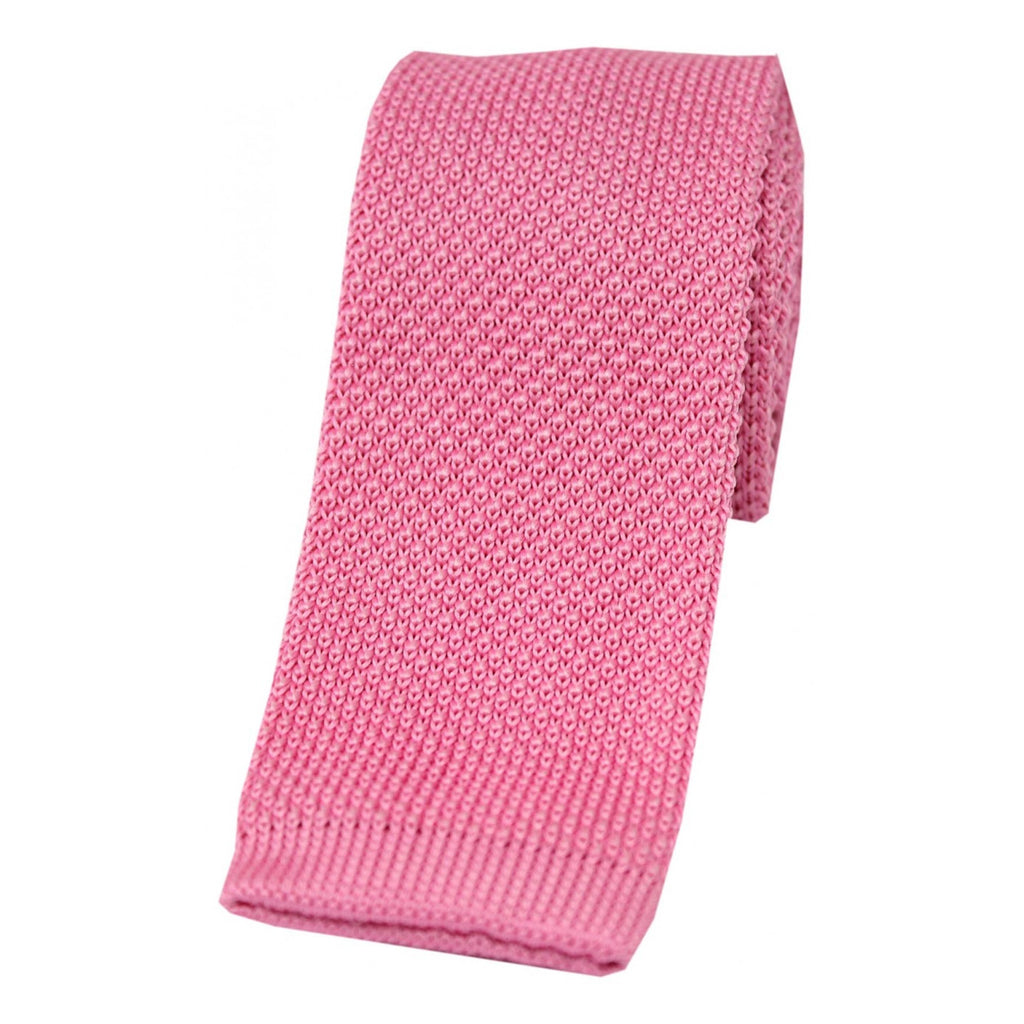 Sax Knitted Luxury Silk Square Cut Tie - Pink