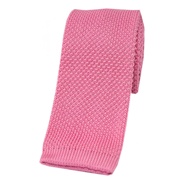 Sax Knitted Luxury Silk Square Cut Tie - Pink