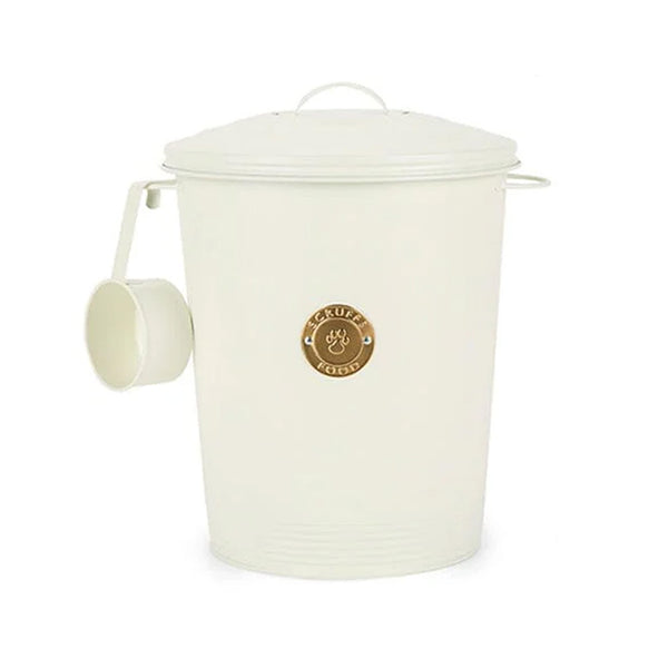 Scruffs Cantina 12L Steel Storage Pet Food Canister & Scoop - Cream
