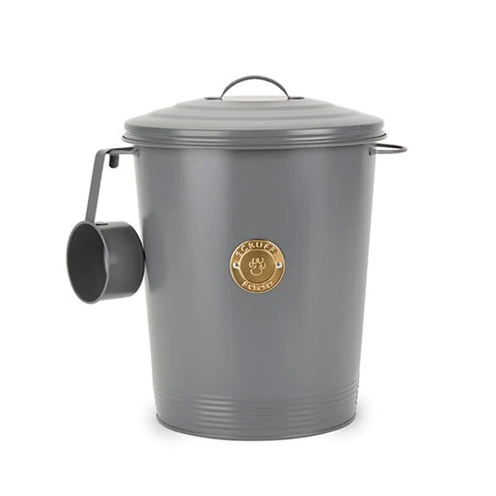 Scruffs Cantina 12L Steel Storage Pet Food Canister & Scoop - Dark Grey