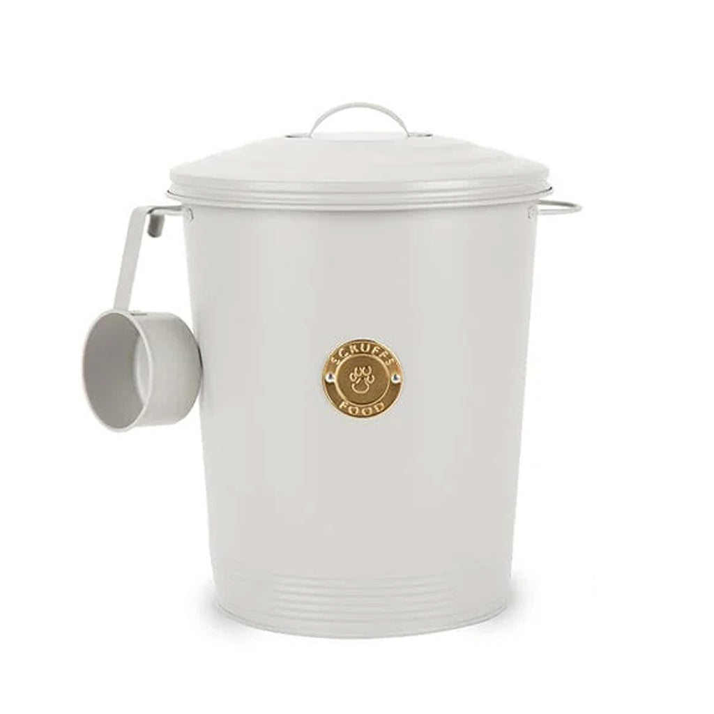 Scruffs Cantina 12L Steel Storage Pet Food Canister & Scoop - Light Grey