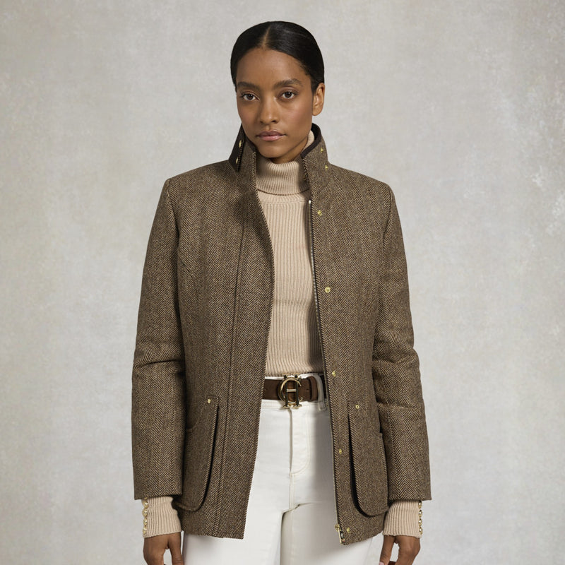 Holland Cooper Ladies Country Classic Jacket - Large Scale Brown Herringbone