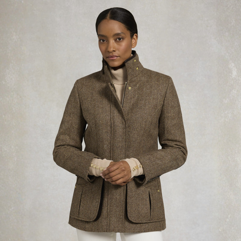 Holland Cooper Ladies Country Classic Jacket - Large Scale Brown Herringbone