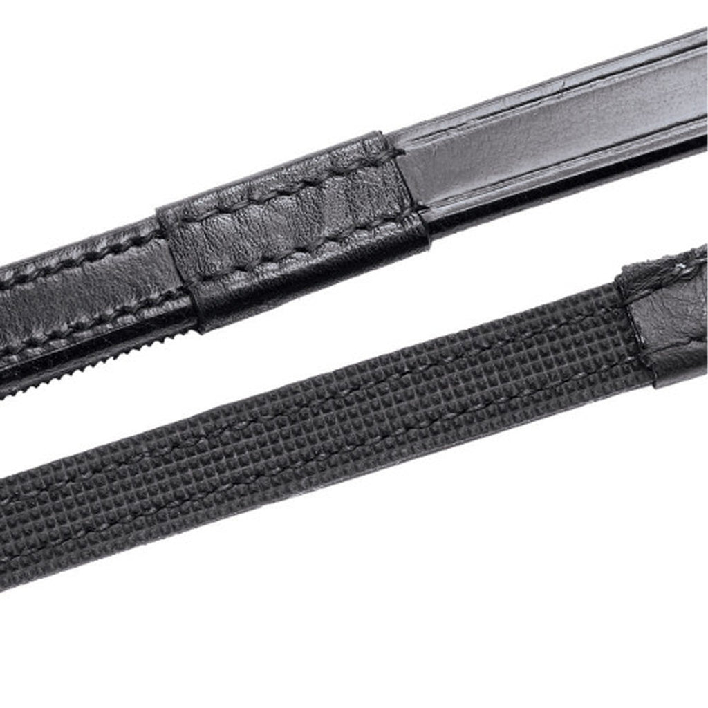 Hy Equestrian Half Rubber Show Reins - Black