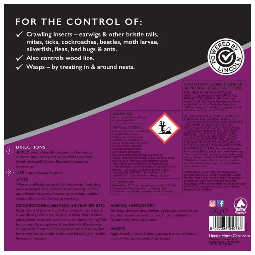 Lincoln Insecticidal Lice Control Powder+ - 750g