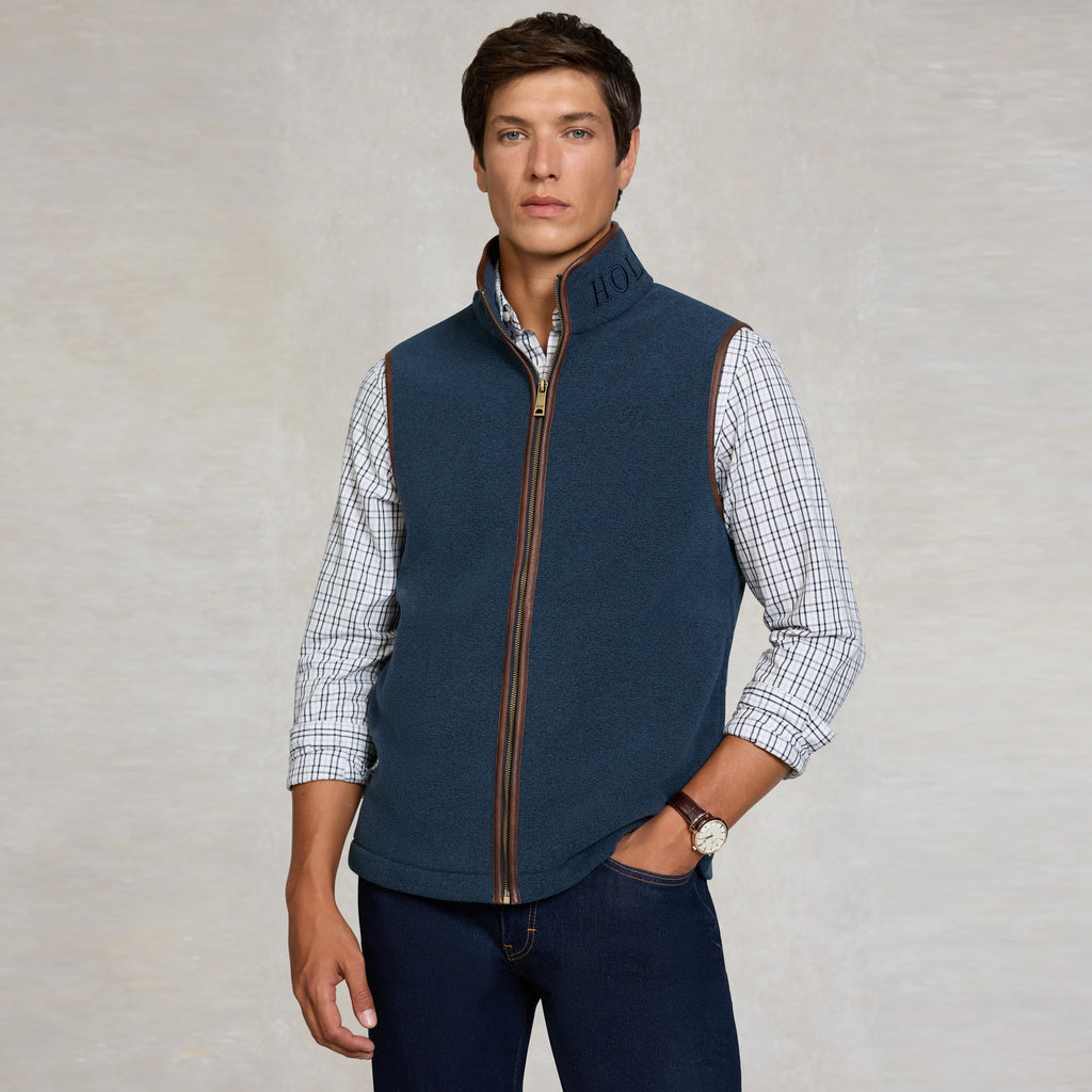 Holland Cooper Mens Country Fleece Gilet - Dusty Blue